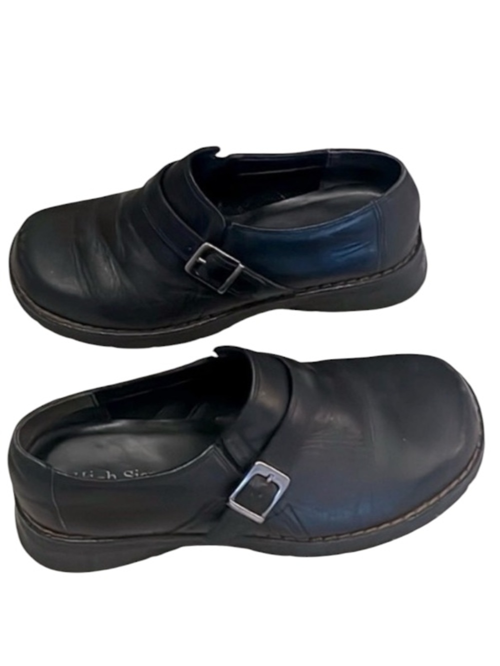 Partners Ukie Vintage Black Leather Low-top Chunky Grunge Buckle Women's Booties
